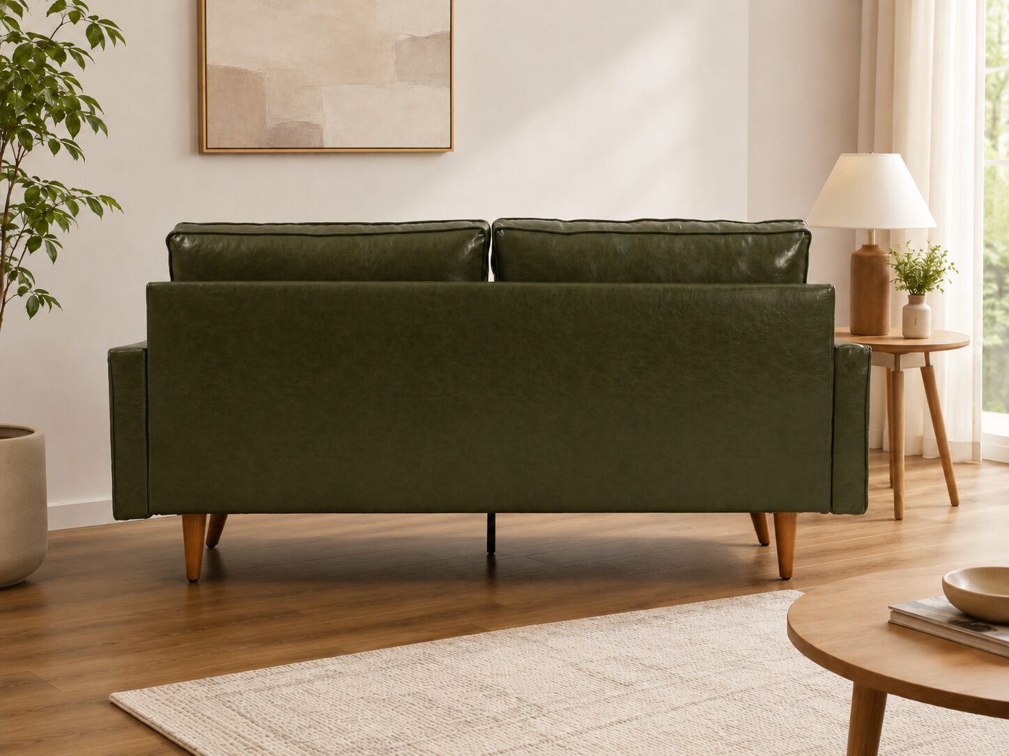Hudson 2.5 Seater Faux Leather Sofa - Green - Image 5