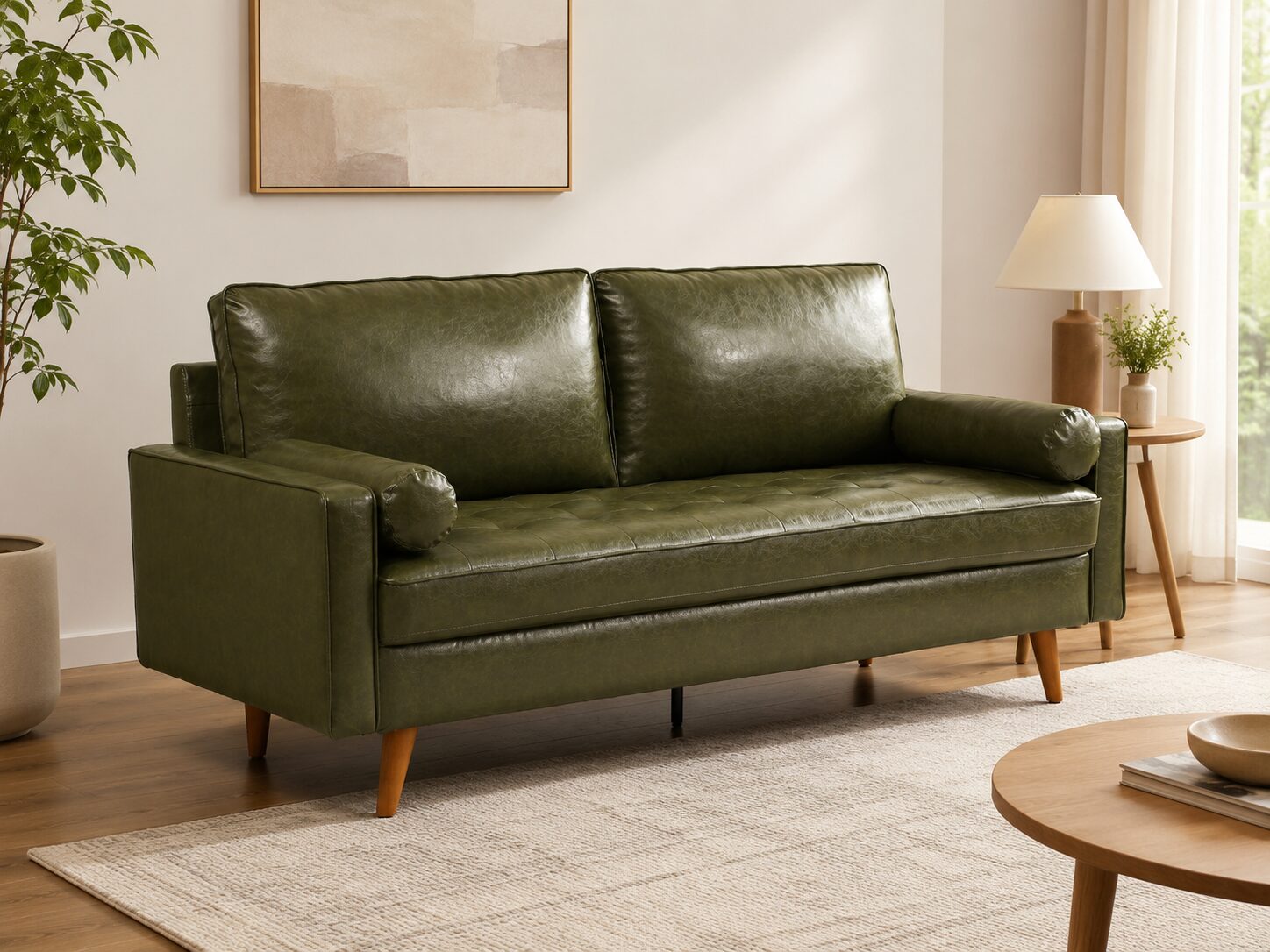 Hudson 2.5 Seater Faux Leather Sofa - Green