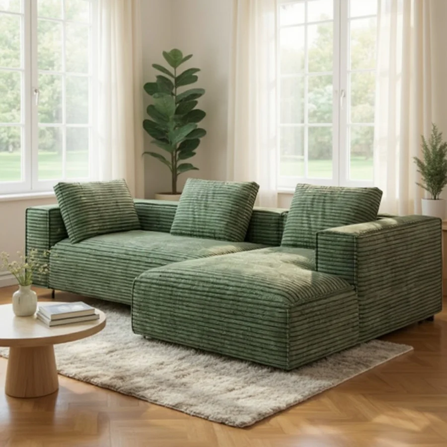 Avena Greenland L Shape Sofa - Green