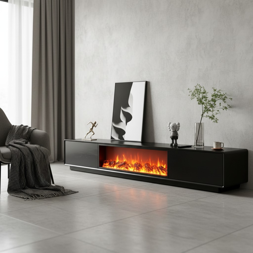 Noir Ember 200cm Fireplace TV Unit - Image 4