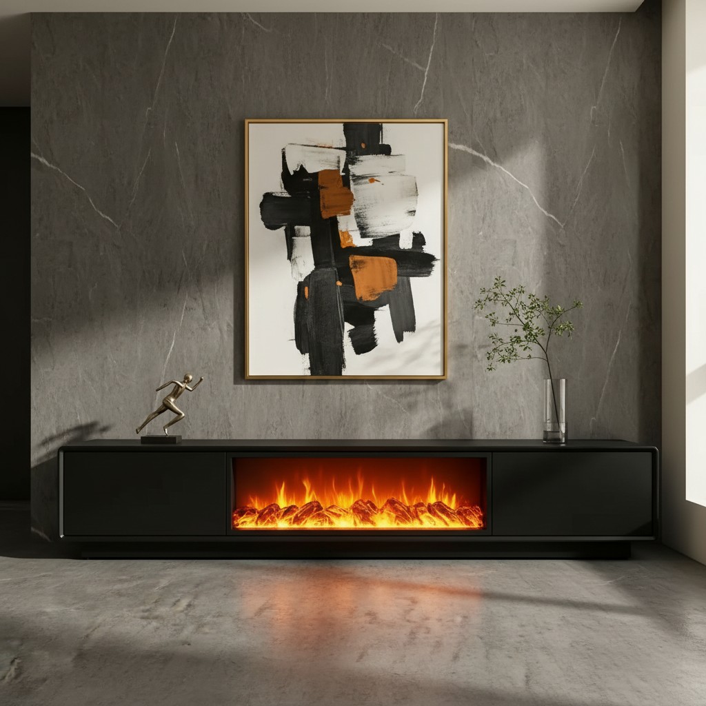 Noir Ember 200cm Fireplace TV Unit