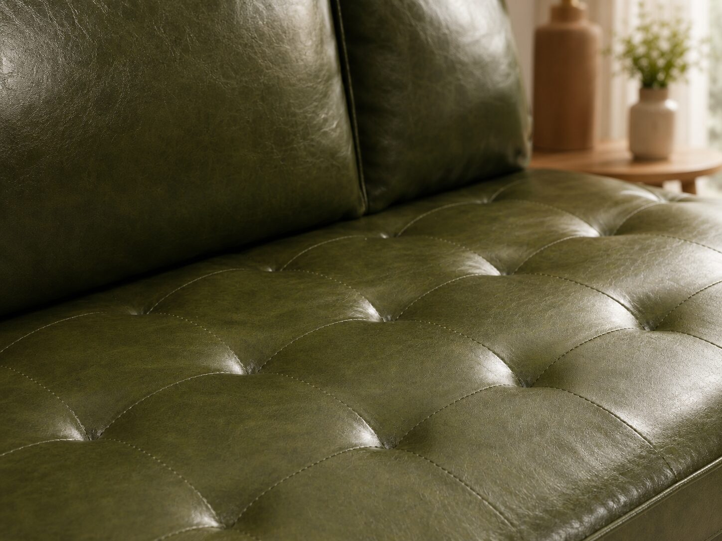 Hudson 2.5 Seater Faux Leather Sofa - Green - Image 4