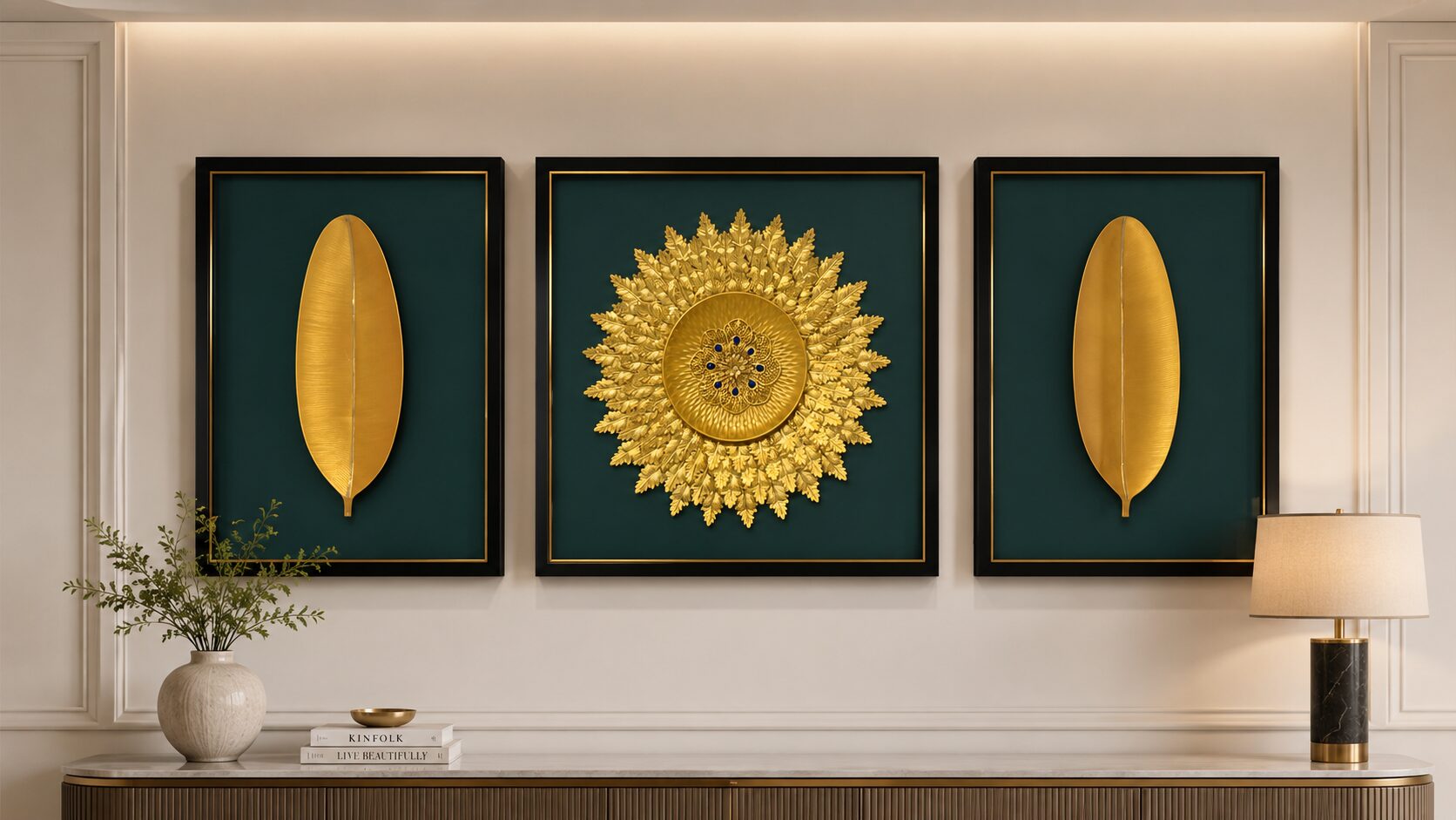 Golden Serenity 3-Piece 3D Wall Art Set - Image 5