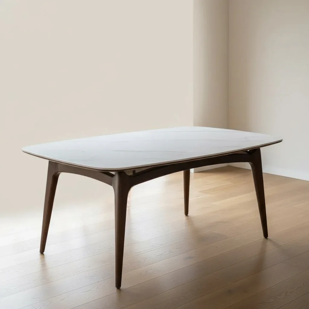 Luxe Wooden Dining Table with Sintered Stone Top