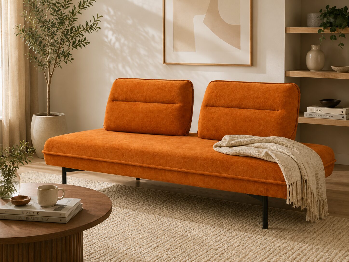 Arlo Sectional Sofa with Removable Backrest – Orange - Image 4