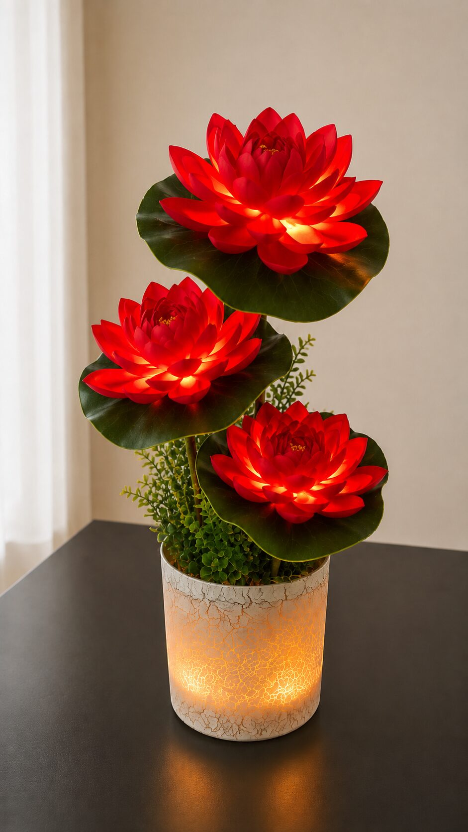 Radiant Red Lotus LED Lamp - Image 3
