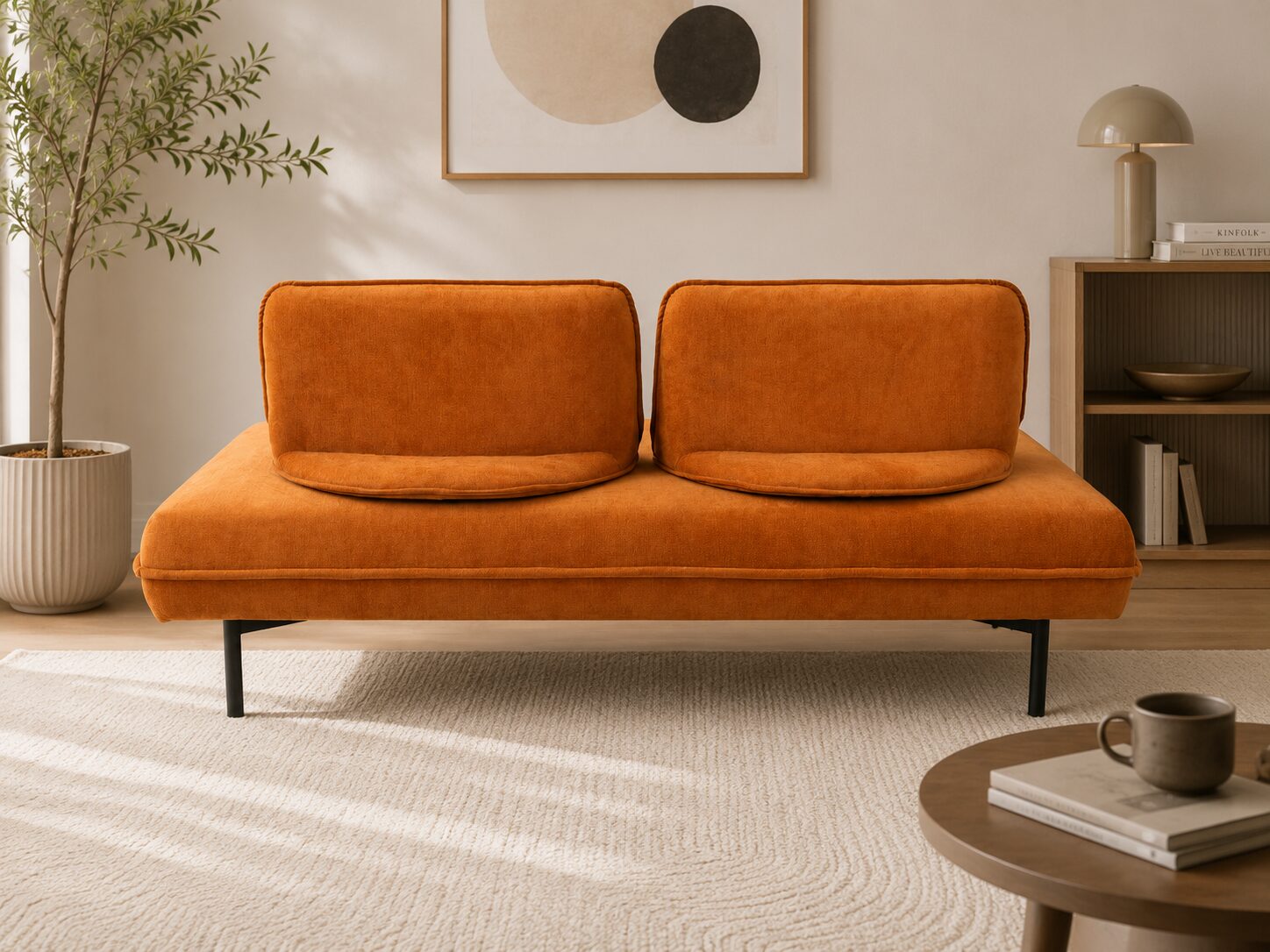 Arlo Sectional Sofa with Removable Backrest – Orange - Image 5