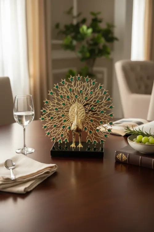 Golden Majesty Peacock Sculpture