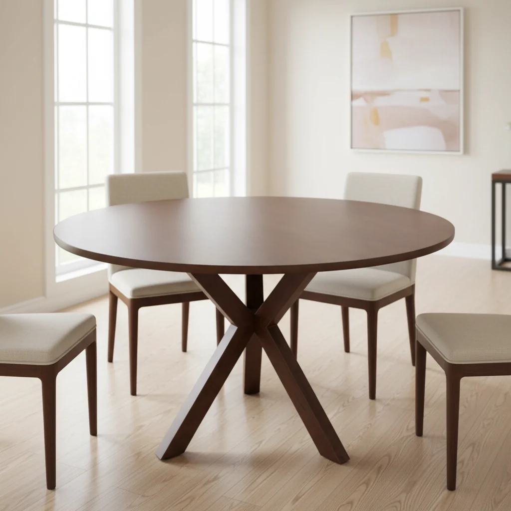 Mira Walnut Round Dining Table - Image 3