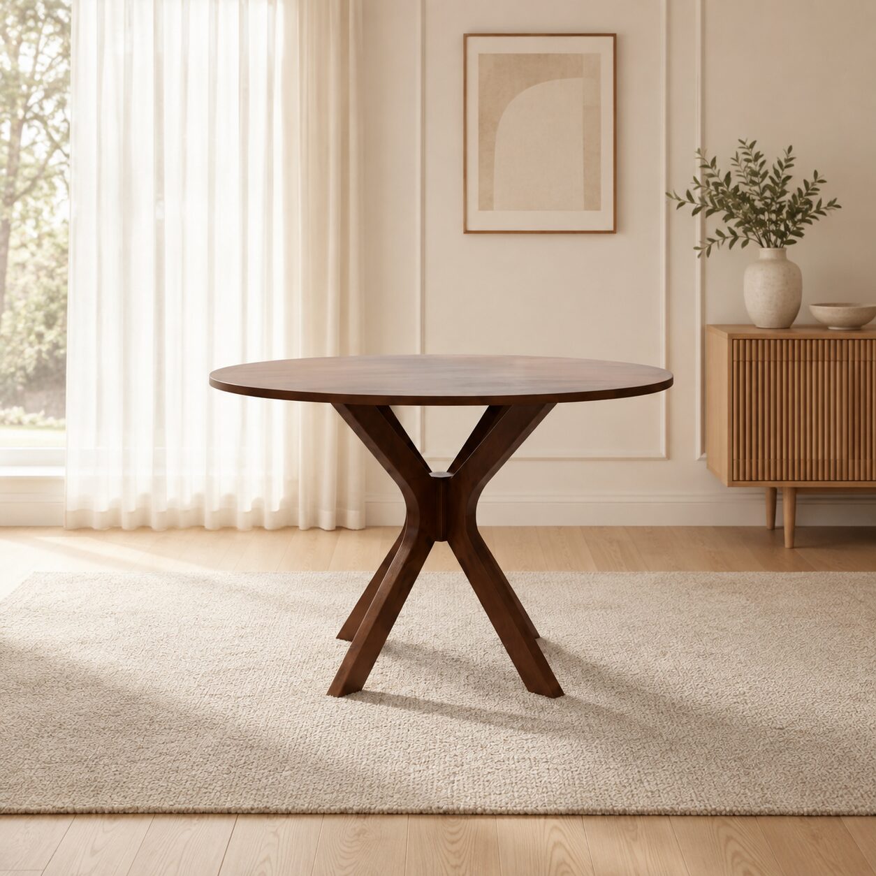 Mira Walnut Round Dining Table
