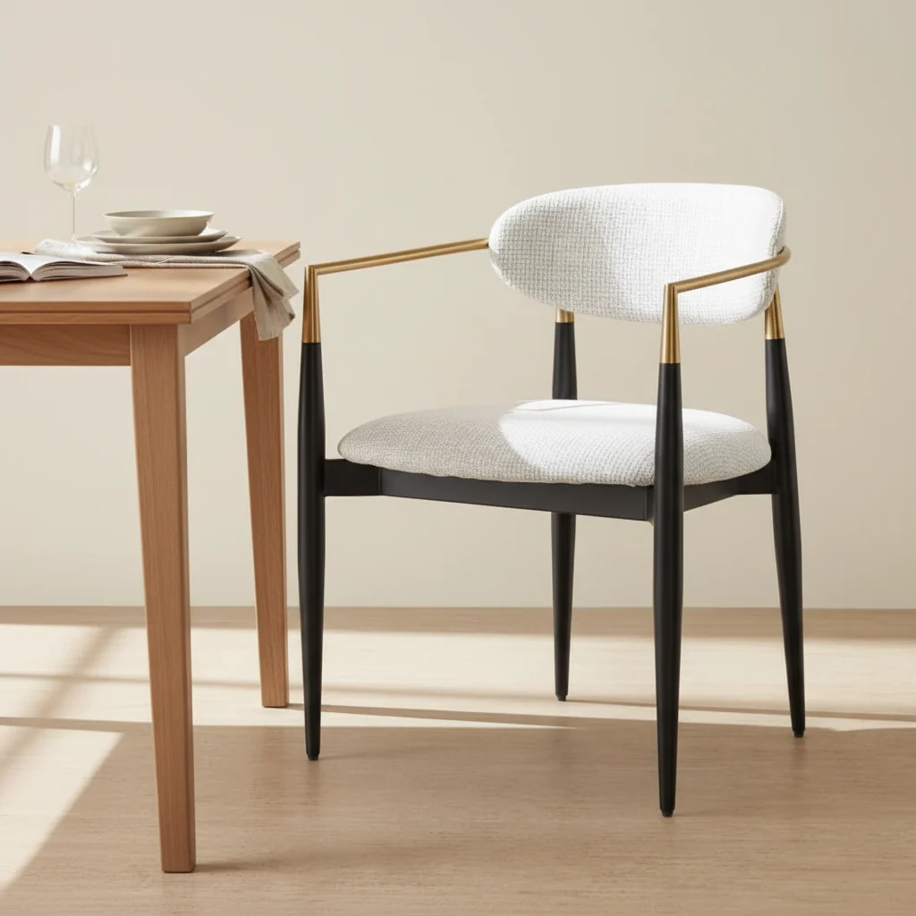 Elodie White Fabric Dining Chair – White